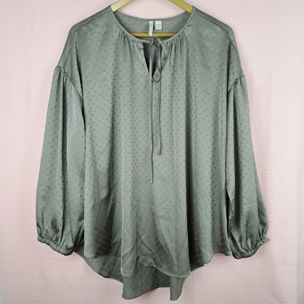 Cato Women Plus Size 14 16W Blouse Long Sleeve Lightweight Stars Brown